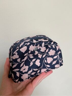 kate spade Navy and Light Pink Floral Cosmetic Pouch